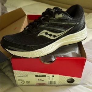 Saucony Black and White Athletic Shoes with Mesh Upper